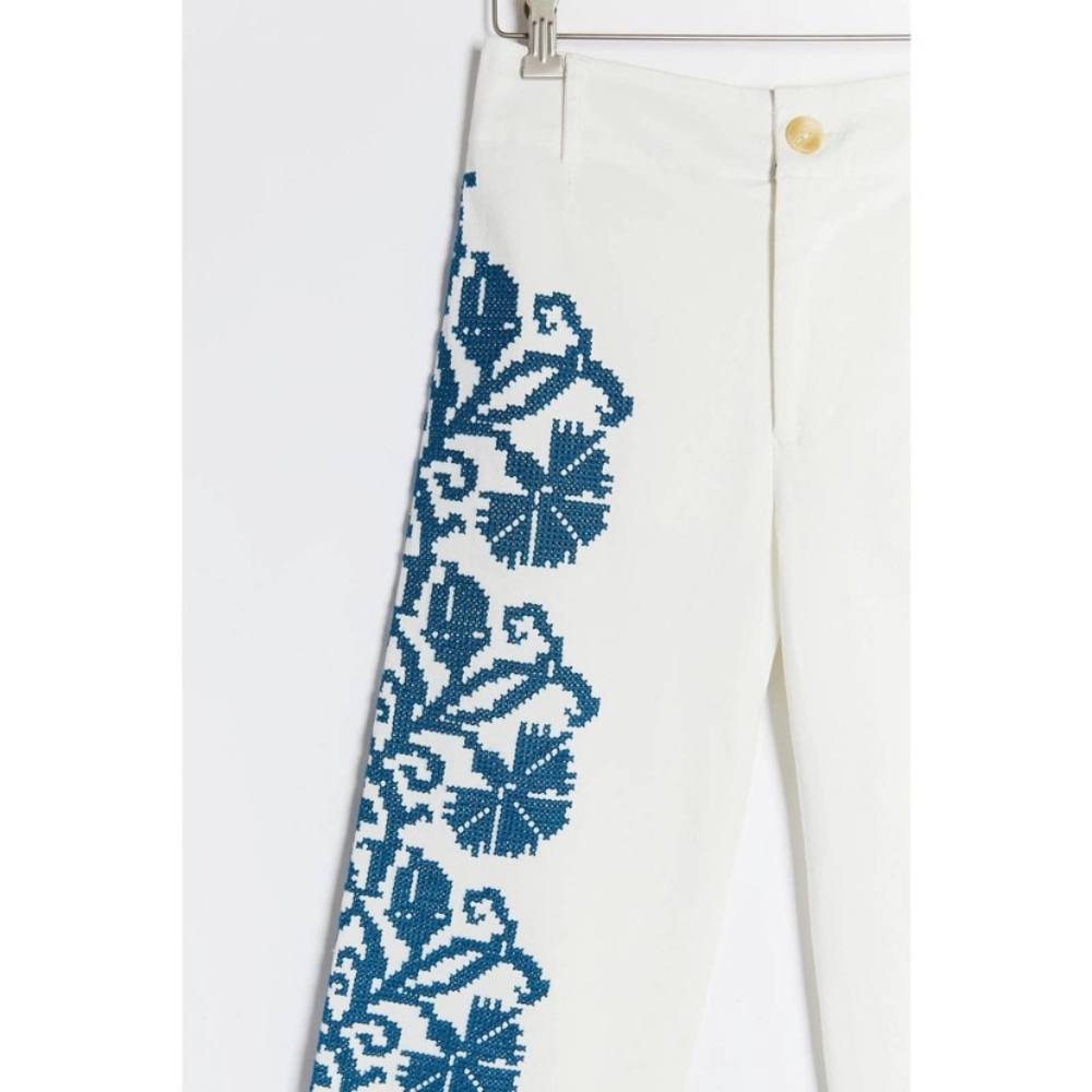 NWT Anthropologie Becky Embroidered Wide-Leg Pants 0 - Picture 3 of 4